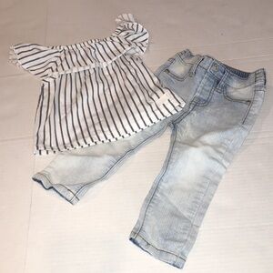 For All Mankind Jeans And Top Toddler Girl Set 18-24 Months